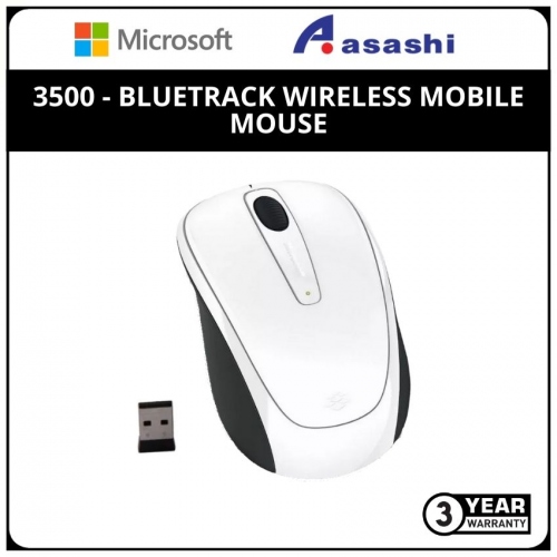 Microsoft 3500-Gloss White Bluetrack Wireless Mobile Mouse - GMF-00216 (3 yrs Limited Hardware Warranty)