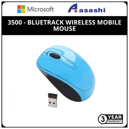 Microsoft 3500-Cyan Blue Bluetrack Wireless Mobile Mouse - GMF-00275 (3 yrs Limited Hardware Warranty)