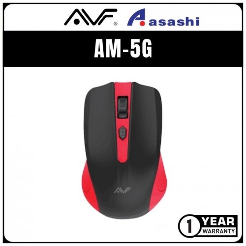 AVF (AM-5G-RD) 2.4G 1000dpi Wireless Optical Mouse - Red