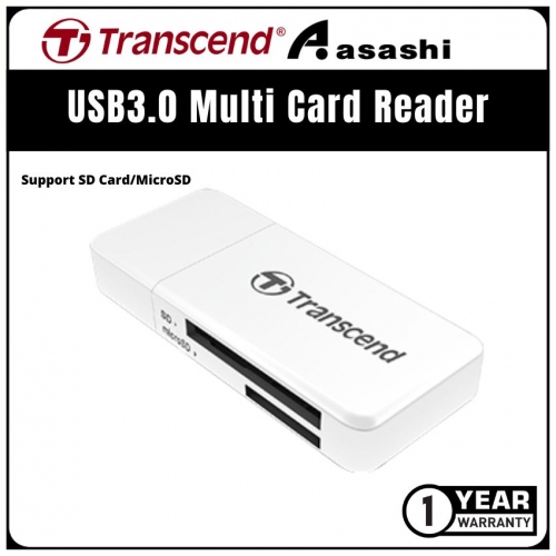 Transcend (TS-RDF5W) All in One USB3.0 Multi Card Reader-White-Support SD Card/MicroSD (1 yrs Limited Hardware Warranty)