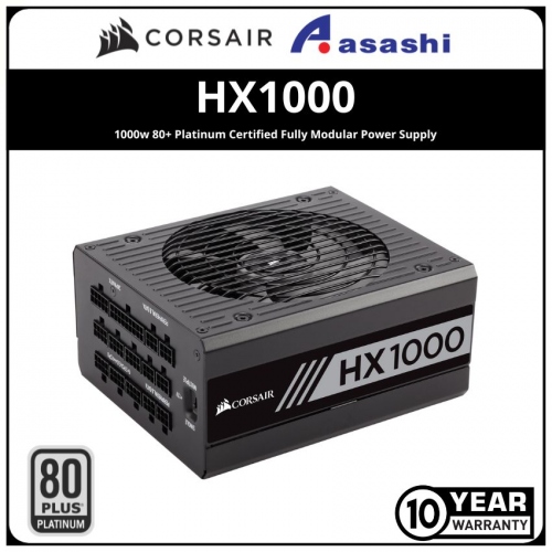 Corsair HX Series HX1000 1000w 80+ Platinum Certified Fully Modular Power Supply, 10 Yrs Warranty