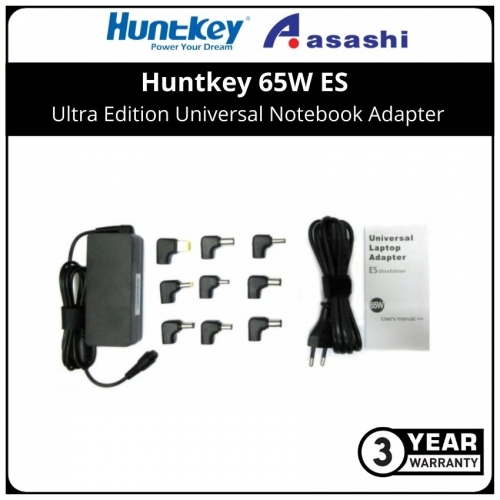 Huntkey 65W ES Ultra Edition Universal Notebook Adapter (HKA06519533-8J) (2yrs Manufacturer Warranty)