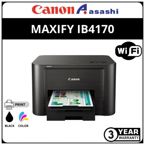 Canon MAXIFY iB4170 Inkjet Printer (A4, Print, WiFi, Wired LAN, Auto Duplex Print, 3 years On-site Warranty without online registration)