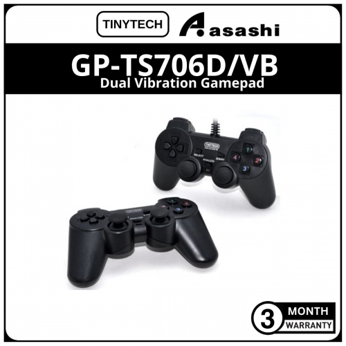 TinyTech GP-TS706D/VB Dual Vibration Gamepad (3 month Limited Hardware Warranty)