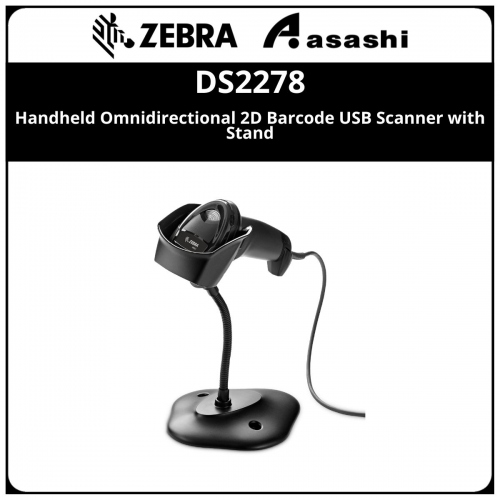 Zebra DS2208 Handheld Omnidirectional 2D Barcode USB Scanner with Stand