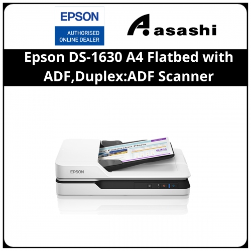 Epson DS-1630 A4 Flatbed with ADF,Duplex, 25ppm mono/25ppm color, Flatbed: 1200 x 1200 dpi, ADF : CIS, 50 sheets ADF Scanner