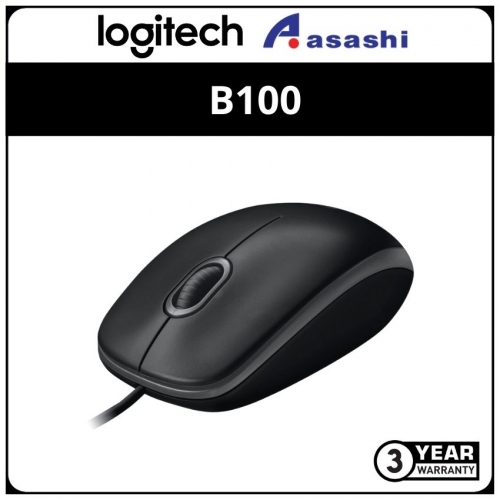 Logitech B100-Black 800dpi Wired Mouse (3 yrs Limited Hardware Warranty)