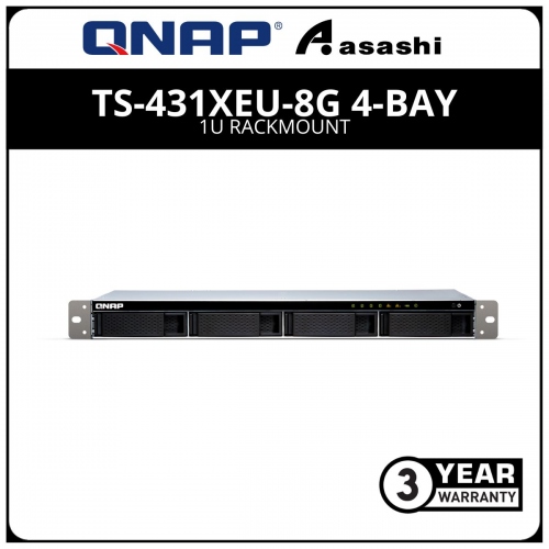 Qnap TS-431XeU-8G 4-bay 1U Rackmount( Annapurna Labs Alpine AL-314 1.7GHz Quad Core, 8GB RAM, 1 x 10GbE SFP+ & 2 x GbE, 4 x USB3.2 Gen1)