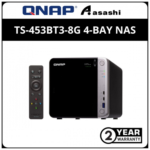 Qnap TS-453BT3-8G 4-Bay NAS Storage ( Intel Celeron J3455 quad-core 1.5 GHz, burst up to 2.3 GHz, 8GB RAM, 1 x 10GbE & 2 x GbE,2 x Thunderbolt 3, 5 x USB 3.2 Gen1)