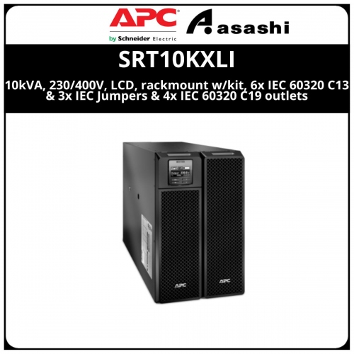 APC Smart-UPS SRT SRT10KXLI 10kVA, 230/400V, LCD, rackmount w/kit, 6x IEC 60320 C13 & 3x IEC Jumpers & 4x IEC 60320 C19 outlets