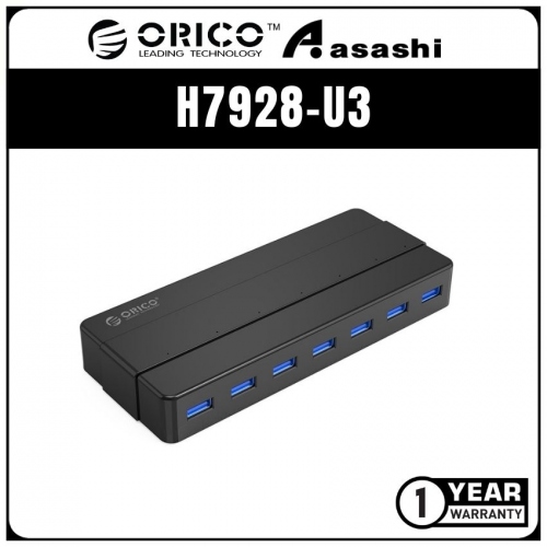 ORICO H7928-U3 7 Port USB3.0 Hub + 12V2A Power Adapter (1 yrs Limited Hardware Warranty)