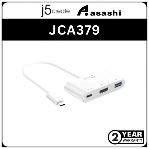 J5Create JCA379 USB C to HDMI/USB3.0 Hub with Power In Adapter (2 yrs Limited Hardware Warranty)