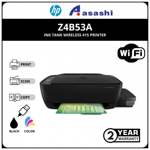 HP Ink Tank 415 Wireless AIO Printer 2 Years Onsite 1-to-1(except printhead) or 15,000 whichever comes first (Online Warranty Registration 1+1 Yr)
