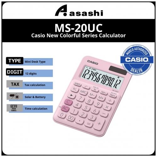 CASIO NEW COLORFUL SERIES CAL - MS-20UC-PK (12months Warrany) MUST KEEP BOX FOR WARRANTY