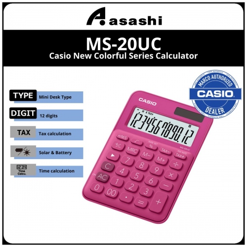 CASIO NEW COLORFUL SERIES CAL - MS-20UC-RD (12months Warrany) MUST KEEP BOX FOR WARRANTY