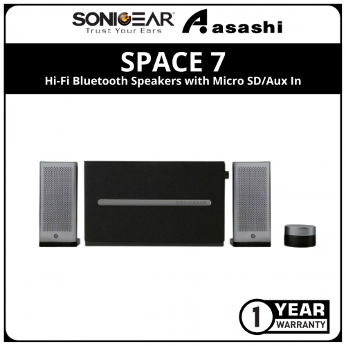Sonic Gear Space 7 (Gun Metal) Hi-Fi Bluetooth Speakers with Micro SD/Aux In