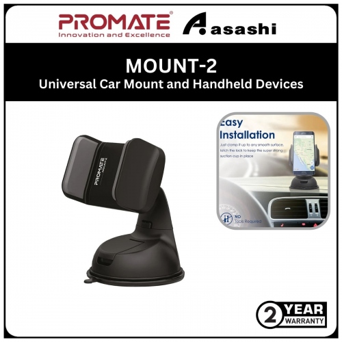 Promate MOUNT-2 (Black) Universal Sturdy Universal Car Mount for All SmartPhones and Handheld Devices