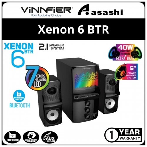 Vinnfier Xenon 6 BTR Speaker with 7color Pulsating LED (1 yrs Limited Hardware Warranty)
