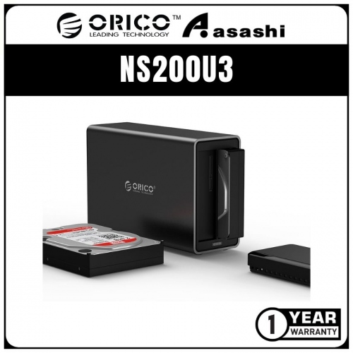 ORICO NS200U3 2-bay 3.5 SATA HDD Enclosure - Support 10TB*2 (1 yrs Limited Hardware Warranty)