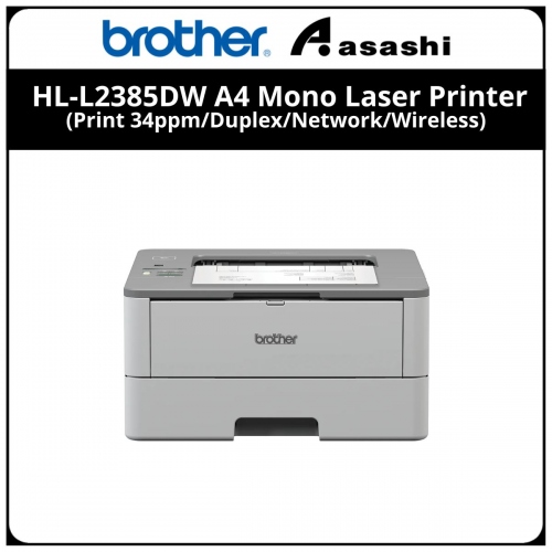Brother HL-L2385DW A4 Mono Laser Printer (Print 34ppm/Duplex/Network/Wireless/3yrs Carry-In)