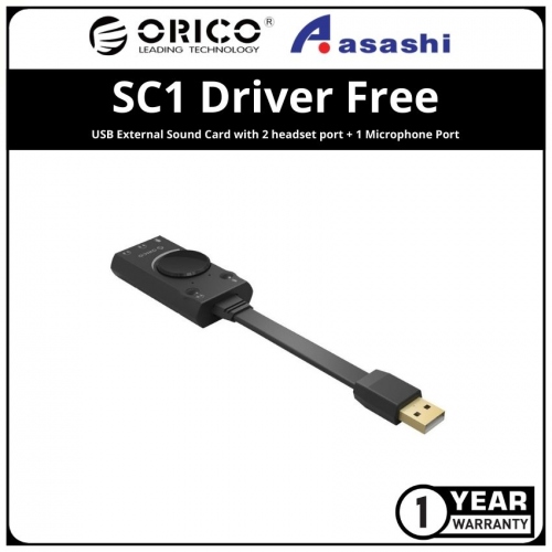 ORICO SC1 Driver Free USB External Sound Card with 2 headset port + 1 Microphone Port (1 yrs Limited Hardware Warranty)