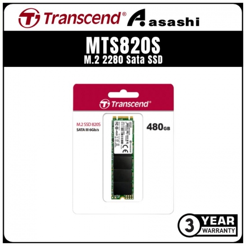 Transcend MTS820S 480GB M.2 2280 Sata SSD - TS480GMTS820S (Up to 530MB/s Read & 480MB/s Write)