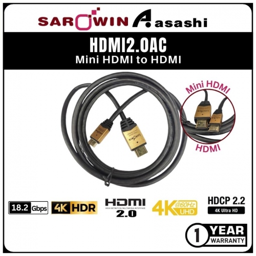 Sarowin (HDMI2.0AC) Mini HDMI to HDMI - 2meter