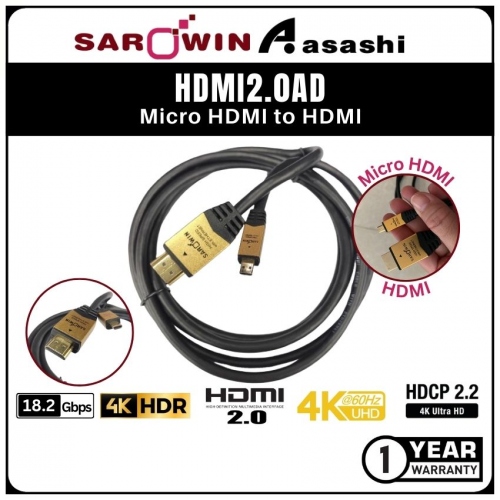 Sarowin (HDMI2.0AD) Micro HDMI to HDMI - 2meter