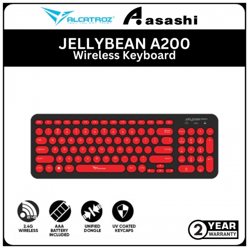 Alcatroz JELLYBEAN A200-Black Red Wireless Keyboard (1 yrs Limited Hardware Warranty)