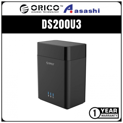 ORICO DS200U3 Dual Bay Magnetic-type 3.5 SATA HDD Enclosure - Support 10TB*2 (1 yrs Limited Hardware Warranty)