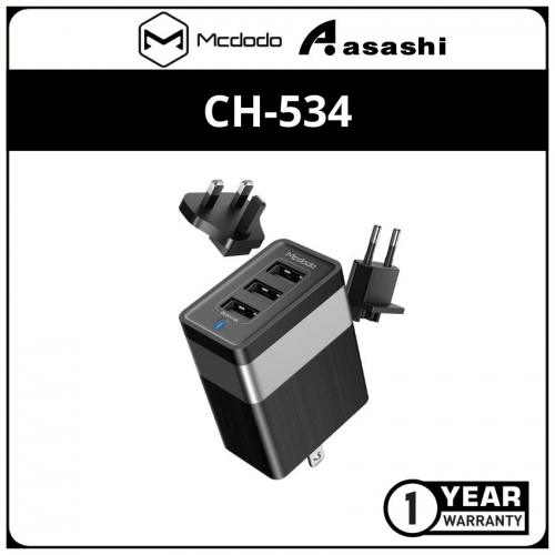 Mcdodo CH-5341 3 USB Port Universal Travel Charger 3.4A (Black)