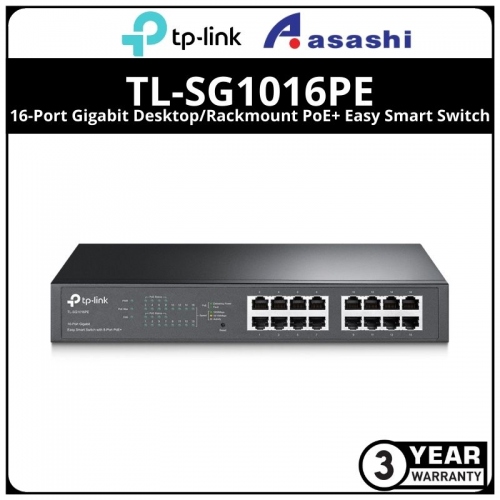TP-LINK TL-SG1016PE 16-Port Gigabit Desktop/Rackmount PoE+ Easy Smart Switch