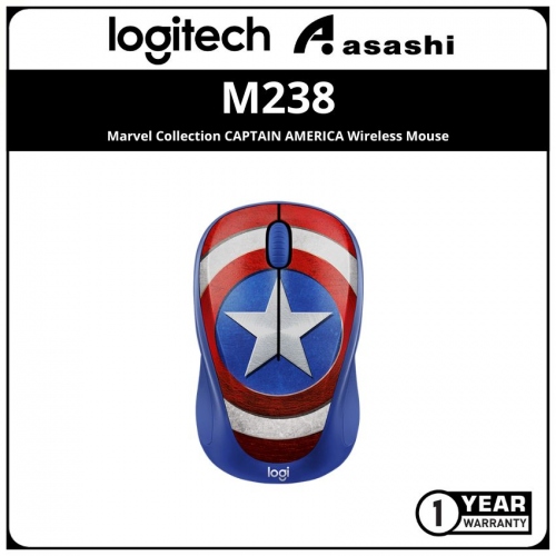 Logitech M238 Marvel Collection CAPTAIN AMERICA Wireless Mouse (1 Yr Limited Hardware Warranty)