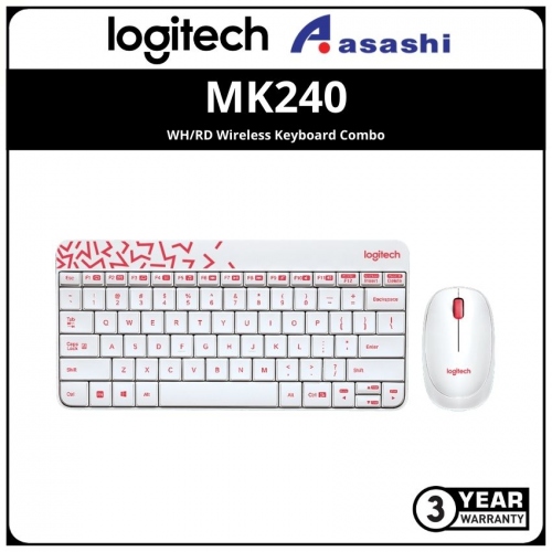 PROMO - Logitech MK240-WH/RD Wireless Keyboard Combo with Nano Dongle (3 yrs Limited Hardware Warranty)