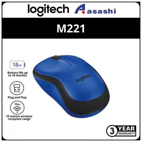 PROMO - Logitech M221-Blue Wireless Silent Mouse (3 yrs Limited Hardware Warranty)