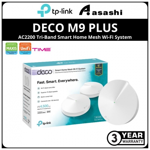 TP-Link DECO M9 Plus(2 Packs) AC2200 Tri-Band Smart Home Mesh Wi-Fi System