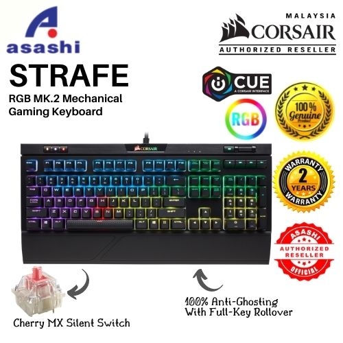 CORSAIR STRAFE RGB MK.2 Mechanical Gaming Keyboard - CHERRY MX Silent (CH-9104113-NA)