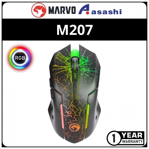 Marvo M207 800-3200dpi 7 Color Light Breathing Gaming Mouse