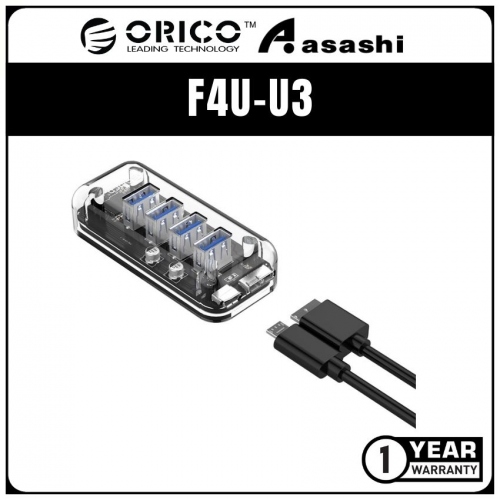 ORICO F4U-U3 4 Port USB3.0 Transparent HUB (1 yrs Limited Hardware Warranty)