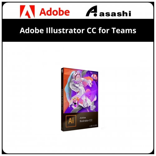 Adobe Illustrator CC for Teams, Commercial, Multiple Platforms, New Subscription, Level 1,(65297605BA01A12) 12 Months