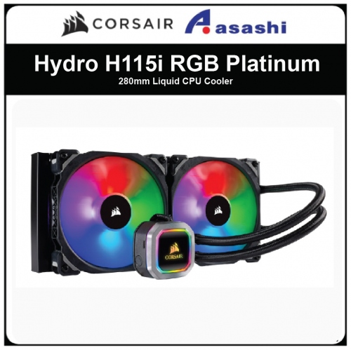 Corsair Hydro H115i RGB Platinum 280mm Liquid CPU Cooler (Support LGA20XX / 115X / AM3 / AM4 / TR4) — 5 Years Warranty