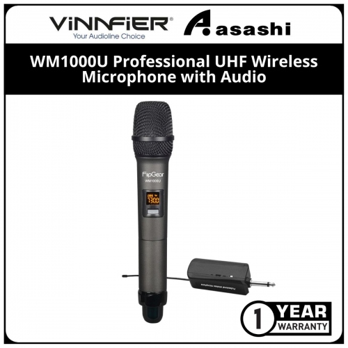 Vinnfier WM1000U Professional UHF Wireless Microphone with Audio (1 yrs Limited Hardware Warranty)