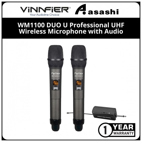 Vinnfier WM1100 DUO U Professional UHF Wireless Microphone with Audio (1 yrs Limited Hardware Warranty)