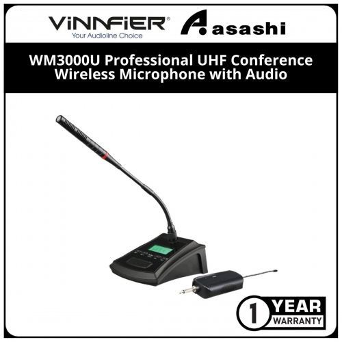 Vinnfier WM3000U Professional UHF Conference Wireless Microphone with Audio (1 yrs Limited Hardware Warranty)
