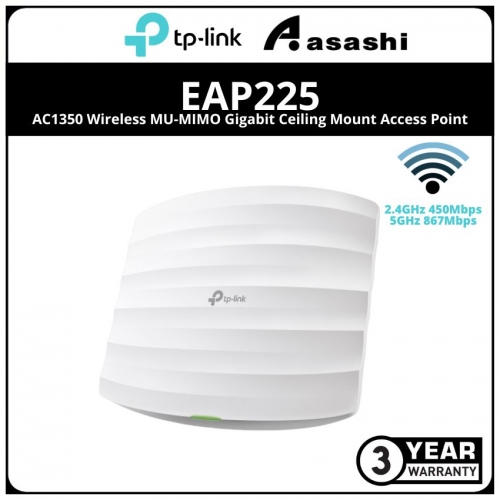 TP-Link EAP225 AC1350 Wireless MU-MIMO Gigabit Ceiling Mount Access Point