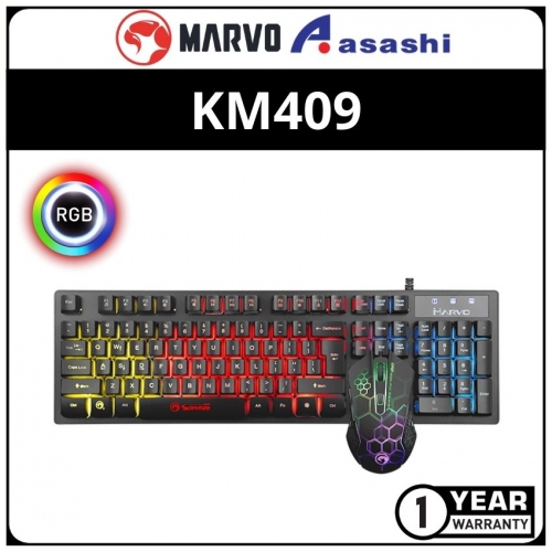 Marvo KM409 Rainbow Color Gaming Keyboard & Mouse with Anti-Ghostingt (1 yrs Limited Hardware Warranty)