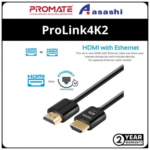 Promate ProLink4K2-500 HDMI to HDMI Cable 4K/60Hz (V2.0), 48bit/px, Gold Plated 5.0m
