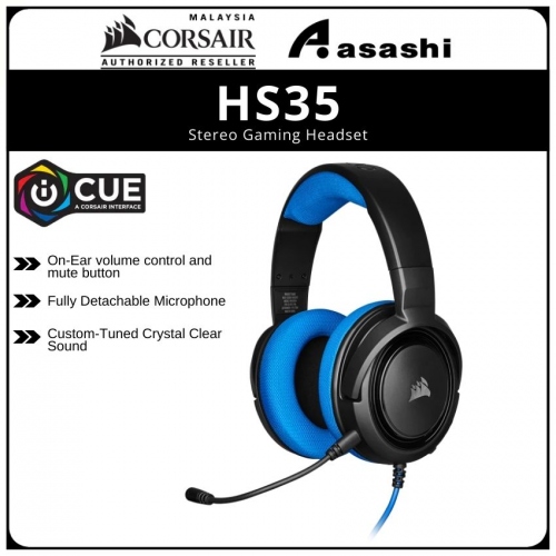 CORSAIR HS35 Stereo Gaming Headset (Blue) - [CA-9011196-AP]