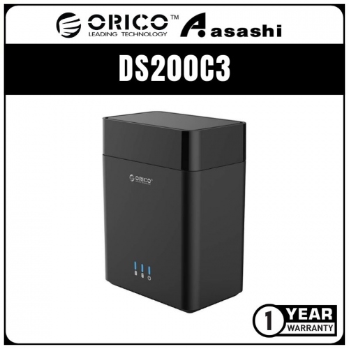 ORICO DS200C3 Dual Bay Type-C Magnetic-type 3.5 SATA HDD Enclosure - Support 10TB*2 (1 yrs Limited Hardware Warranty)