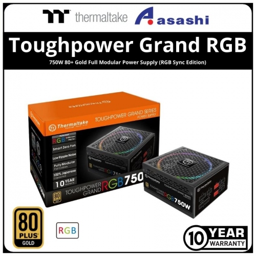 Thermaltake Toughpower Grand RGB 750W 80+ Gold Full Modular Power Supply (RGB Sync Edition) — 10 Years Warranty